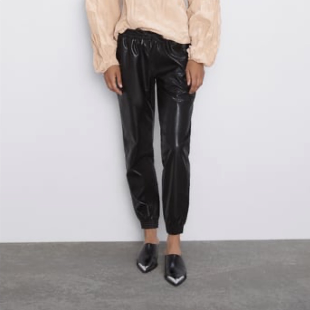 NEW Zara Faux Leather Jogger Pants